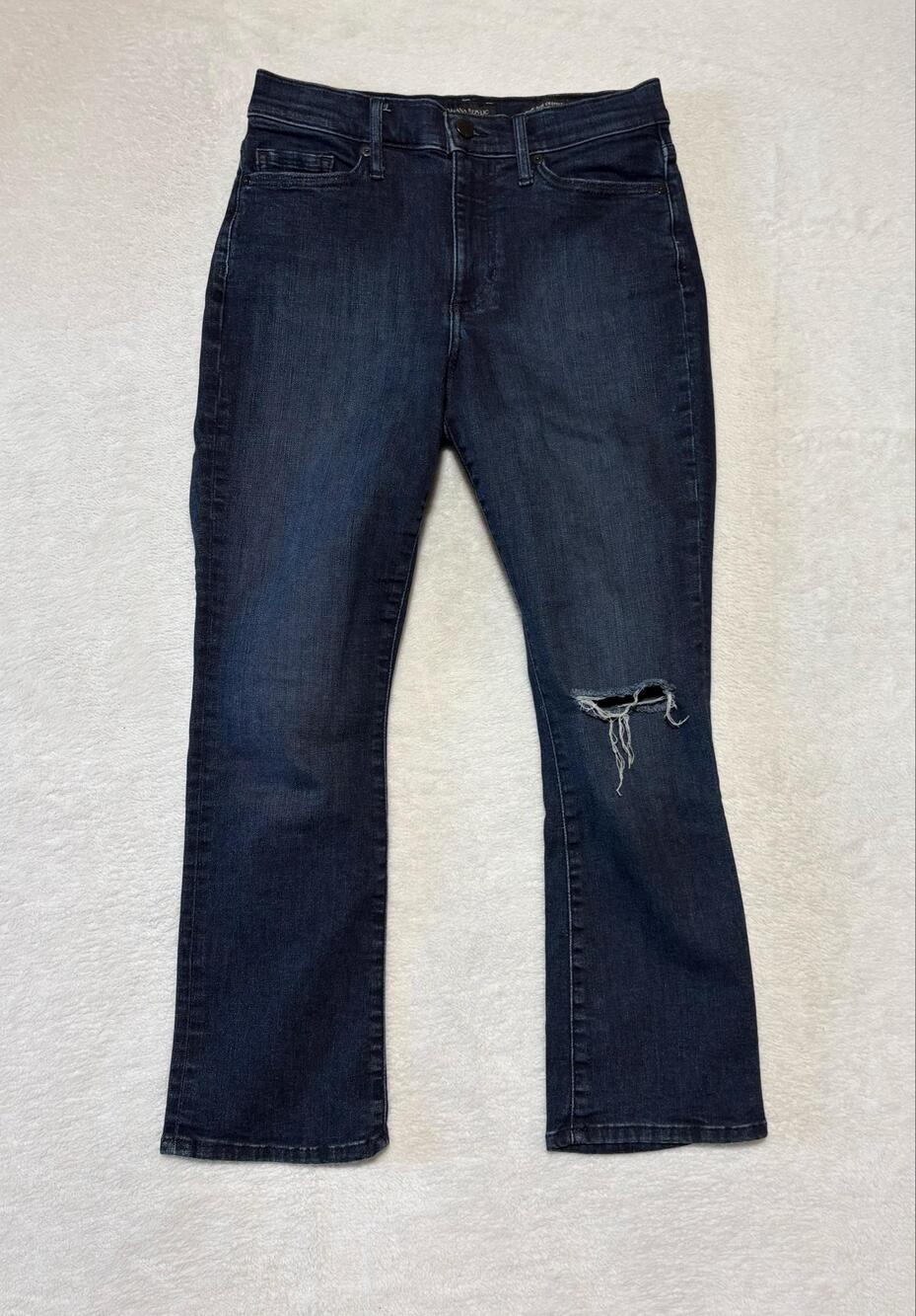 Banana Republic Jeans Womens 26 High Rise Cropped Flare Distressed Stretch Denim